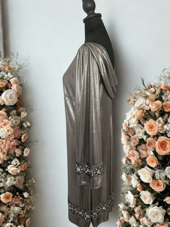 Silver Beaded Cocktail Dress - Picture 2 of 4